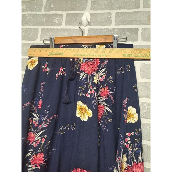 Torrid Womens Navy Floral Waist Elastic Tassel Maxi Skirt - Picture 5 of 7